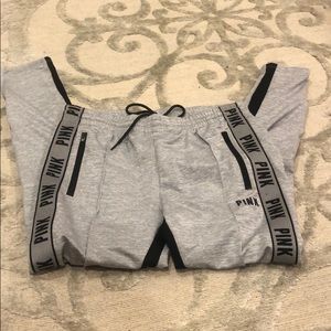 Gray pink sweat pants